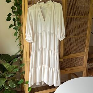 White tiered maxi dress